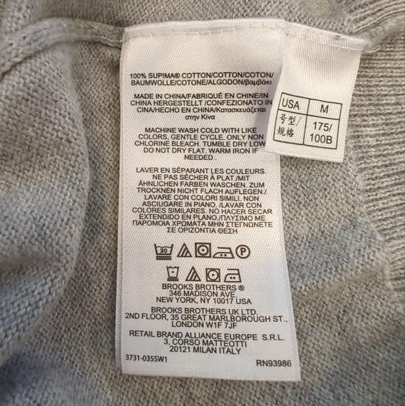 Men's Brooks Brothers Supima 100% Cotton V-Neck Sweater Grey Size Medium EUC - Picture 4 of 5